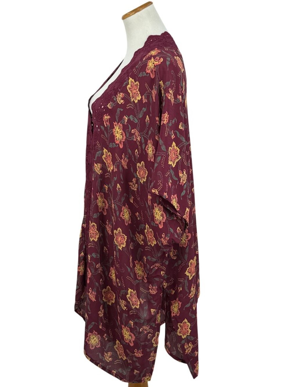 NWOT Nordstrom Floral Crochet Trim Kimono Duster OS | Whimsigoth Boho Coquette - Picture 12 of 16
